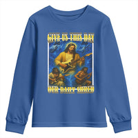 Music Give Us This Day Our Daily Shred Youth Sweatshirt Funny Jesus Rock Guitar Meme