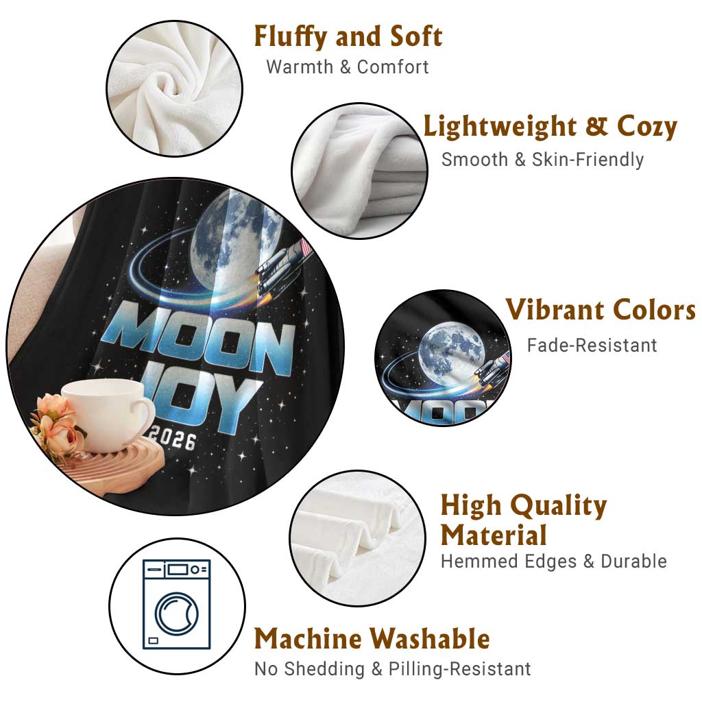 Celestial Moon Joy 2026 Throw Blanket Rocket Launch '26 Lunar Mission Celebration