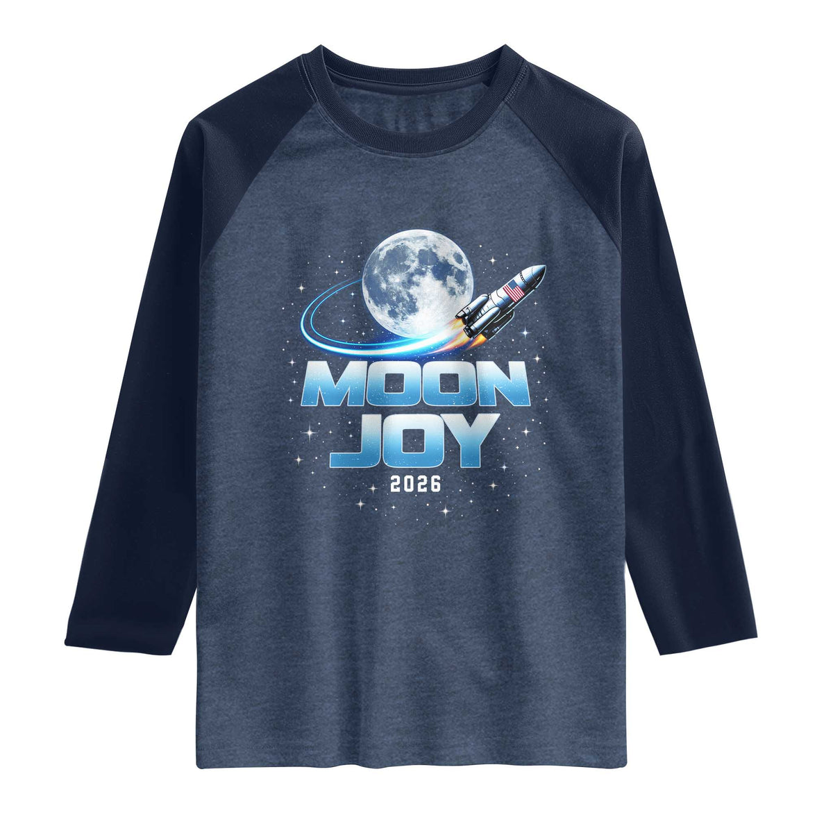 Celestial Moon Joy 2026 Raglan Shirt Rocket Launch '26 Lunar Mission Celebration