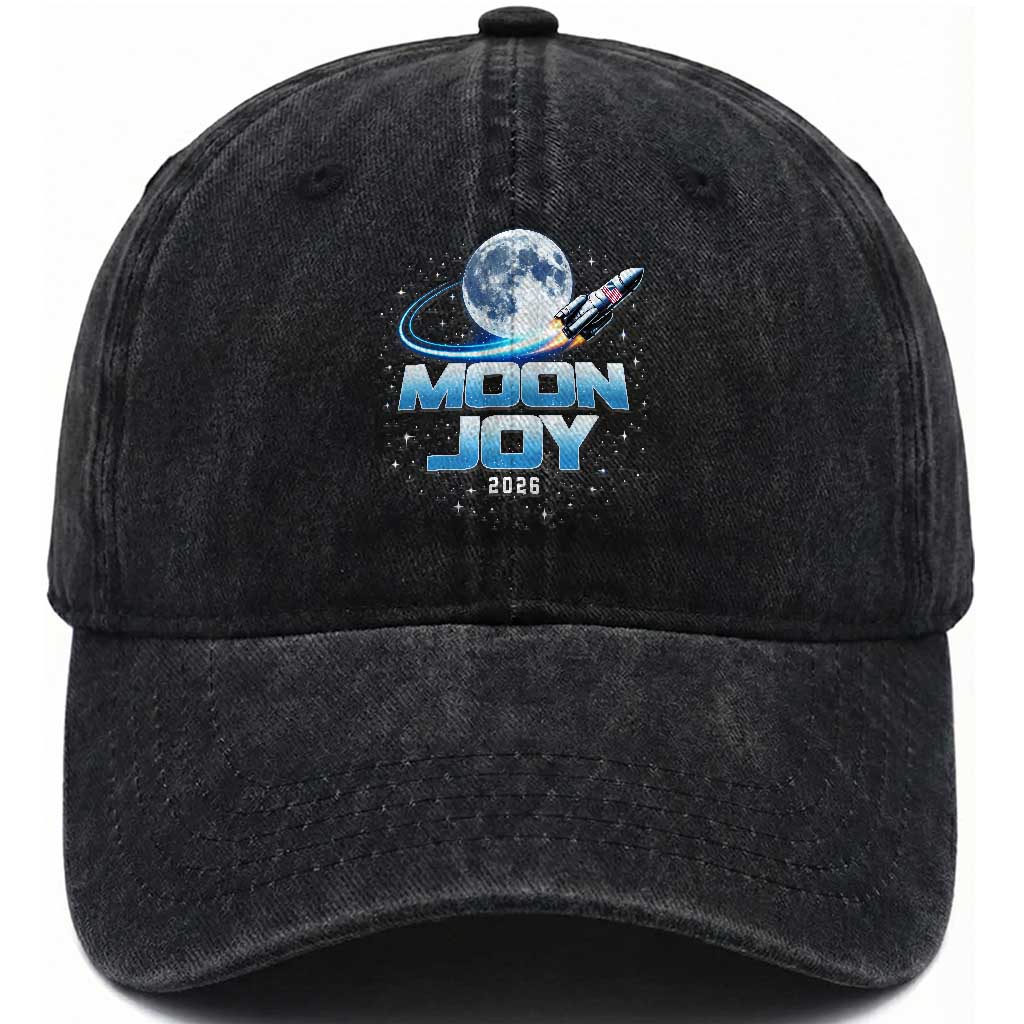 Celestial Moon Joy 2026 Washed Cotton Baseball Cap Rocket Launch '26 Lunar Mission Celebration