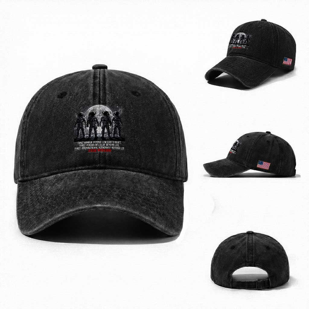 Historic 2026 Lunar Mission Crew Celebration Washed Cotton Baseball Cap Proud To Be Beyond Low Earth Orbit