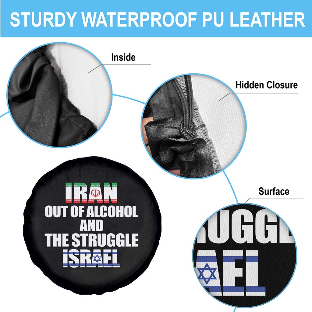 Iran Out Of Alcohol And The Struggle Israel Flag Spare Tire Cover Funny Wordplay Political Satire