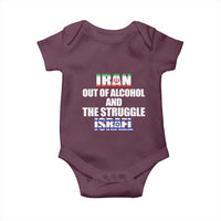 Iran Out Of Alcohol And The Struggle Israel Flag Baby Onesie Funny Wordplay Political Satire