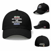 Iran Out Of Alcohol And The Struggle Israel Flag Baseball Cap Funny Wordplay Political Satire