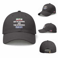 Iran Out Of Alcohol And The Struggle Israel Flag Baseball Cap Funny Wordplay Political Satire