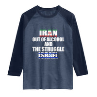 Iran Out Of Alcohol And The Struggle Israel Flag Raglan Shirt Funny Wordplay Political Satire