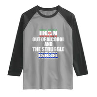 Iran Out Of Alcohol And The Struggle Israel Flag Raglan Shirt Funny Wordplay Political Satire