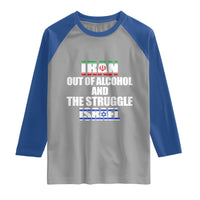 Iran Out Of Alcohol And The Struggle Israel Flag Raglan Shirt Funny Wordplay Political Satire