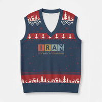 Iran The War Is Meant To Be Continuous Vintage Graphic V-Neck Knit Sweater Vest Orwell Quotes Geopolitical Satire