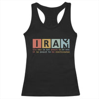 Iran The War Is Meant To Be Continuous Vintage Graphic Racerback Tank Top Orwell Quotes Geopolitical Satire