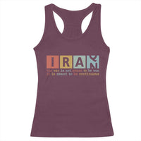 Iran The War Is Meant To Be Continuous Vintage Graphic Racerback Tank Top Orwell Quotes Geopolitical Satire