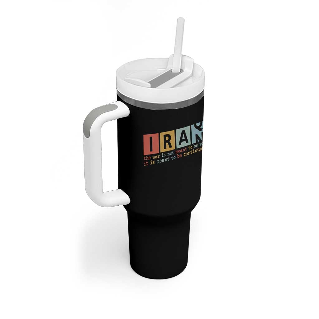 Iran The War Is Meant To Be Continuous Vintage Graphic Tumbler With Handle Orwell Quotes Geopolitical Satire