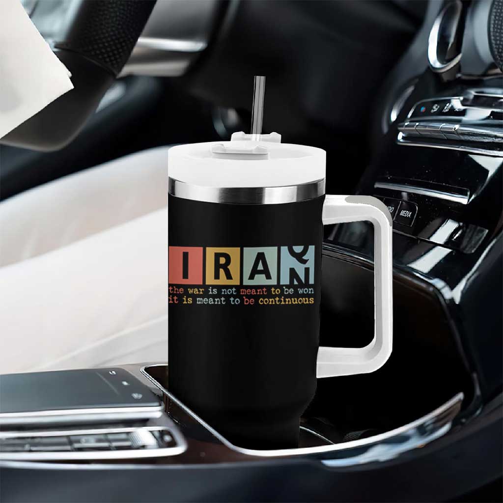 Iran The War Is Meant To Be Continuous Vintage Graphic Tumbler With Handle Orwell Quotes Geopolitical Satire