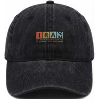 Iran The War Is Meant To Be Continuous Vintage Graphic Washed Cotton Baseball Cap Orwell Quotes Geopolitical Satire
