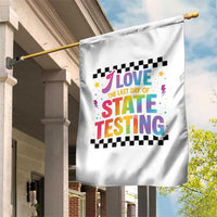 Funny I Love The Last Day Of State Testing Garden Flag Retro Rainbow Test Day Celebration Teacher Student