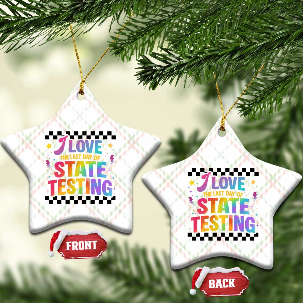 Funny I Love The Last Day Of State Testing Ceramic Ornament Retro Rainbow Test Day Celebration Teacher Student