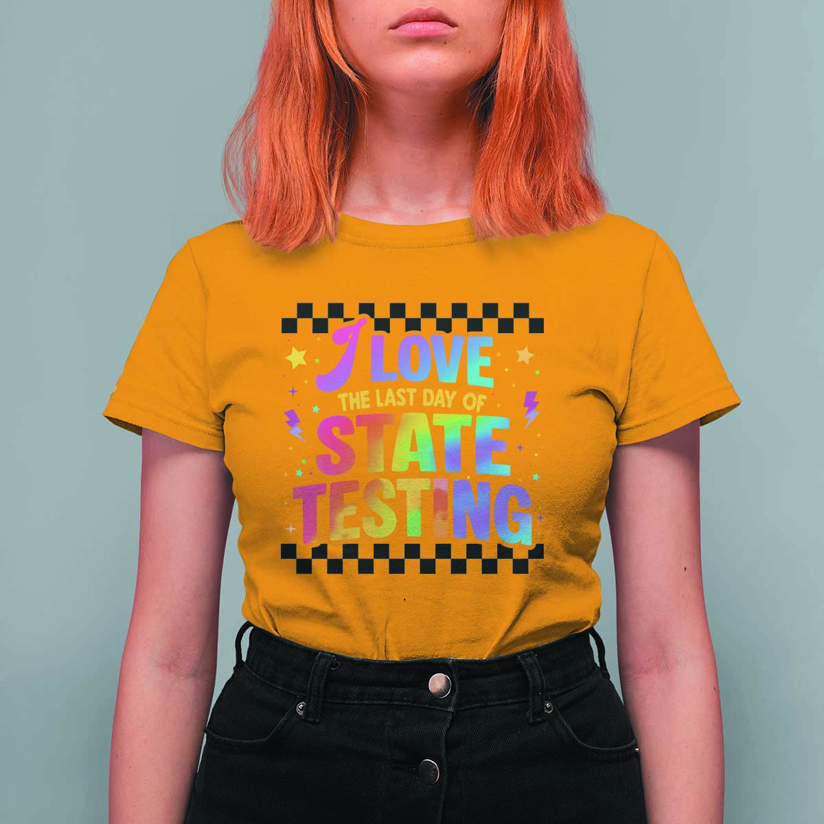 Funny I Love The Last Day Of State Testing T Shirt For Women Retro Rainbow Test Day Celebration Teacher Student