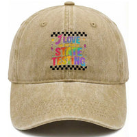 Funny I Love The Last Day Of State Testing Washed Cotton Baseball Cap Retro Rainbow Test Day Celebration Teacher Student