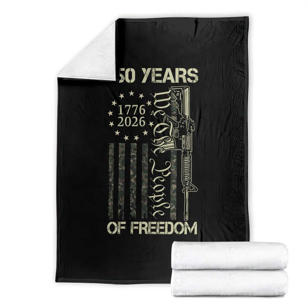 250 Years of Freedom Camo Flag Throw Blanket We The People Second Amendment 1776-2026 Patriotic