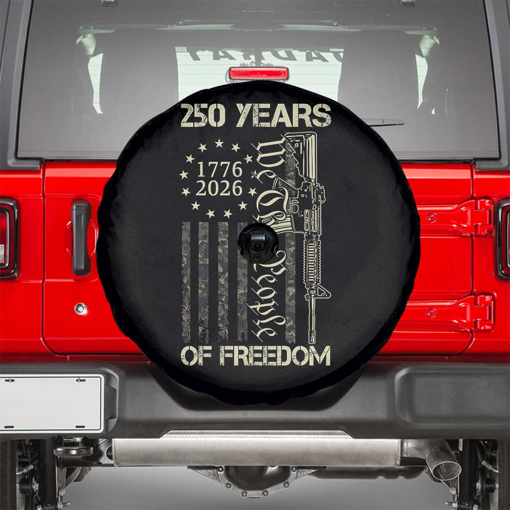 250 Years of Freedom Camo Flag Spare Tire Cover We The People Second Amendment 1776-2026 Patriotic