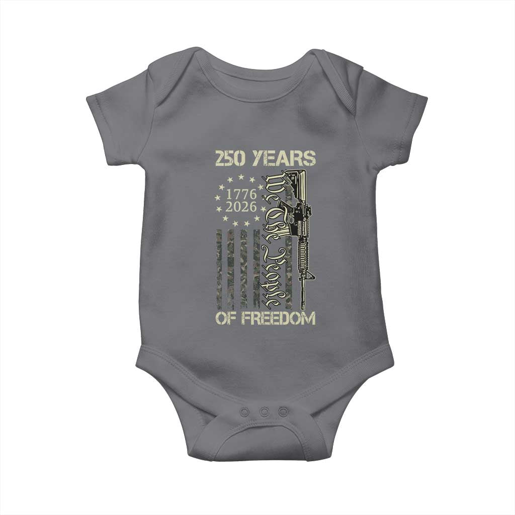 250 Years of Freedom Camo Flag Baby Onesie We The People Second Amendment 1776-2026 Patriotic