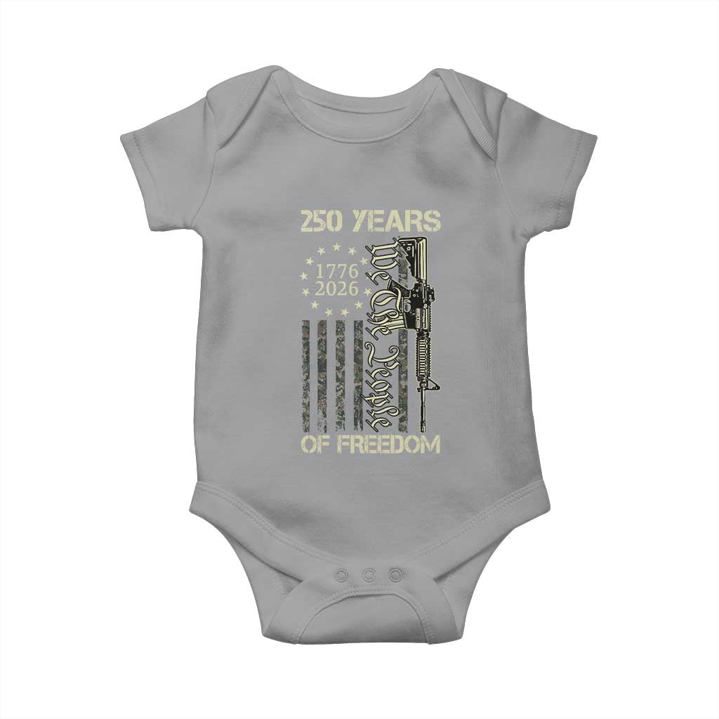 250 Years of Freedom Camo Flag Baby Onesie We The People Second Amendment 1776-2026 Patriotic
