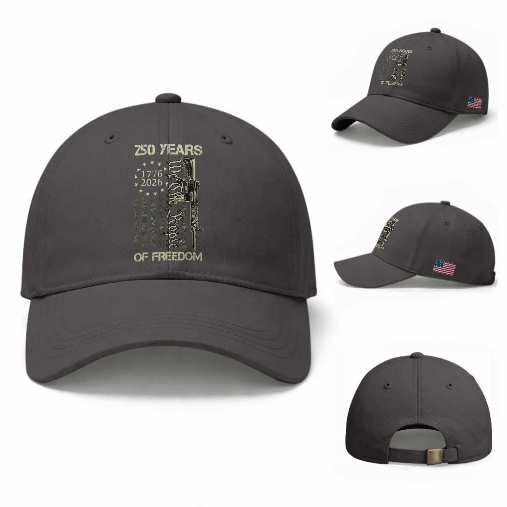 250 Years of Freedom Camo Flag Baseball Cap We The People Second Amendment 1776-2026 Patriotic