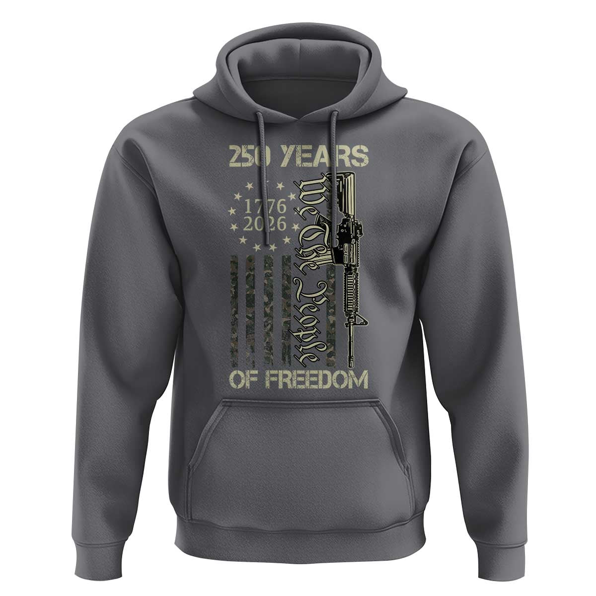 250 Years of Freedom Camo Flag Hoodie We The People Second Amendment 1776-2026 Patriotic