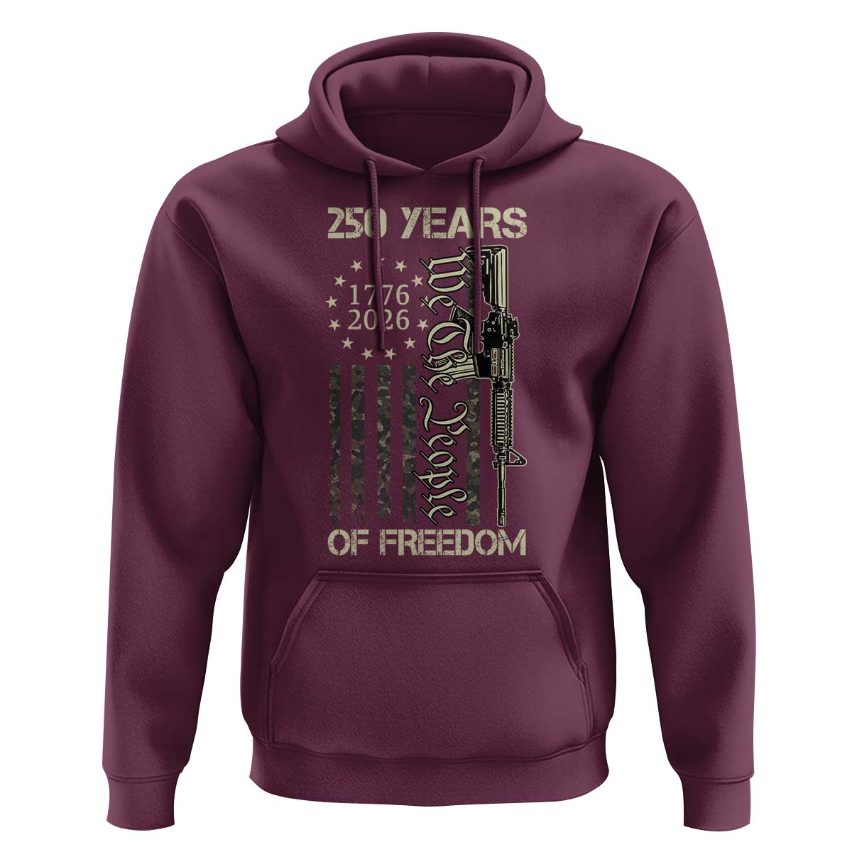 250 Years of Freedom Camo Flag Hoodie We The People Second Amendment 1776-2026 Patriotic