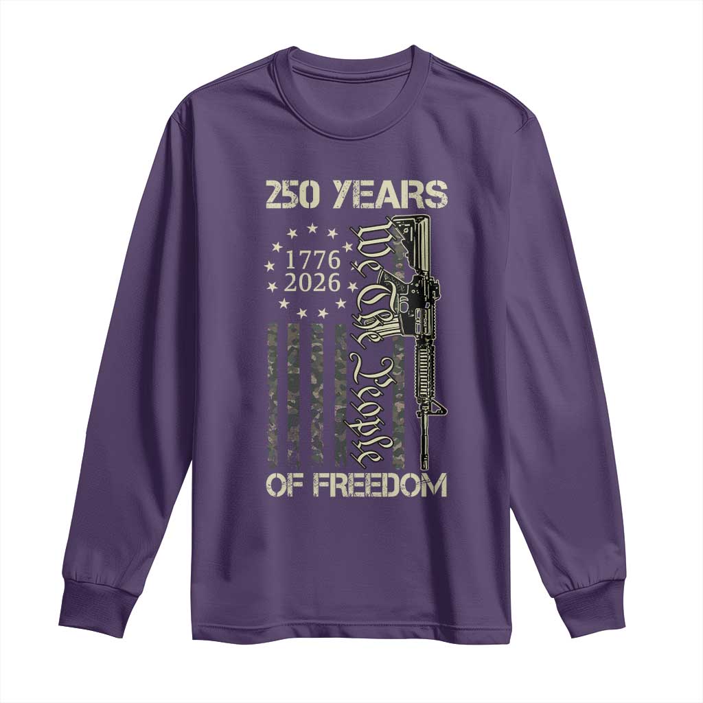 250 Years of Freedom Camo Flag Long Sleeve Shirt We The People Second Amendment 1776-2026 Patriotic