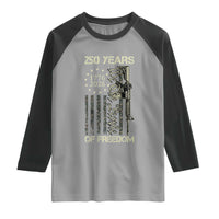 250 Years of Freedom Camo Flag Raglan Shirt We The People Second Amendment 1776-2026 Patriotic