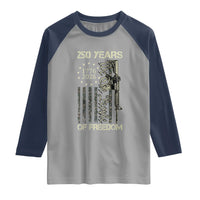 250 Years of Freedom Camo Flag Raglan Shirt We The People Second Amendment 1776-2026 Patriotic