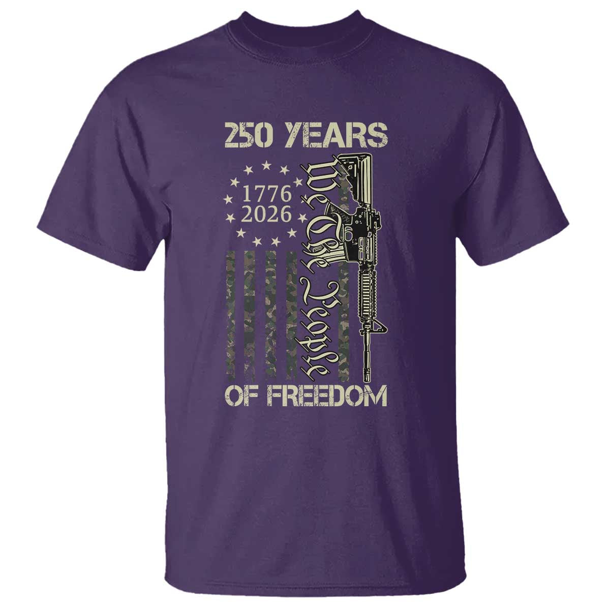 250 Years of Freedom Camo Flag T Shirt We The People Second Amendment 1776-2026 Patriotic