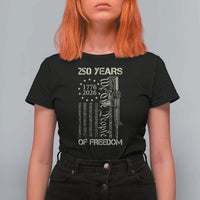 250 Years of Freedom Camo Flag T Shirt For Women We The People Second Amendment 1776-2026 Patriotic