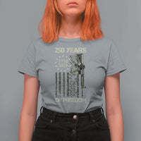 250 Years of Freedom Camo Flag T Shirt For Women We The People Second Amendment 1776-2026 Patriotic
