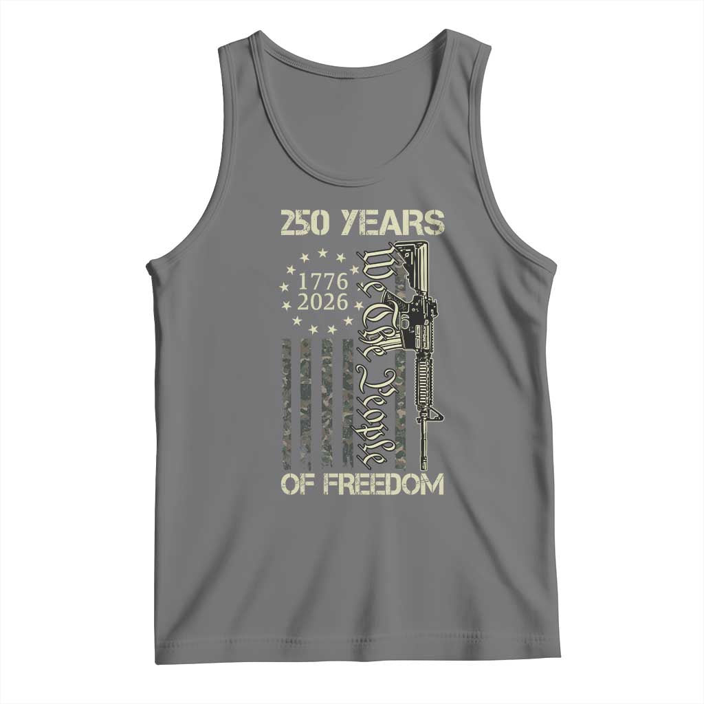 250 Years of Freedom Camo Flag Tank Top We The People Second Amendment 1776-2026 Patriotic