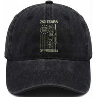 250 Years of Freedom Camo Flag Washed Cotton Baseball Cap We The People Second Amendment 1776-2026 Patriotic