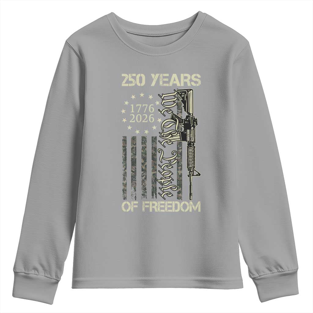 250 Years of Freedom Camo Flag Youth Sweatshirt We The People Second Amendment 1776-2026 Patriotic