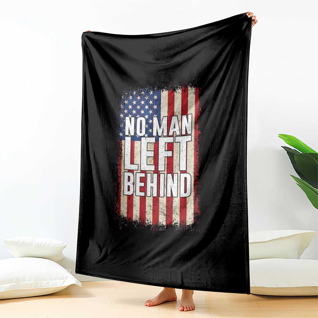No Man Left Behind Patriotic Throw Blanket Distressed American Flag