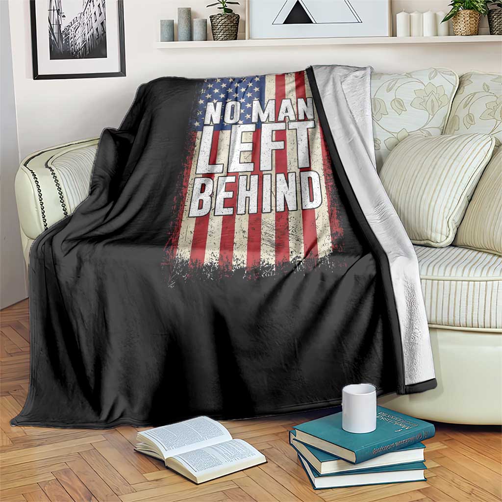 No Man Left Behind Patriotic Throw Blanket Distressed American Flag