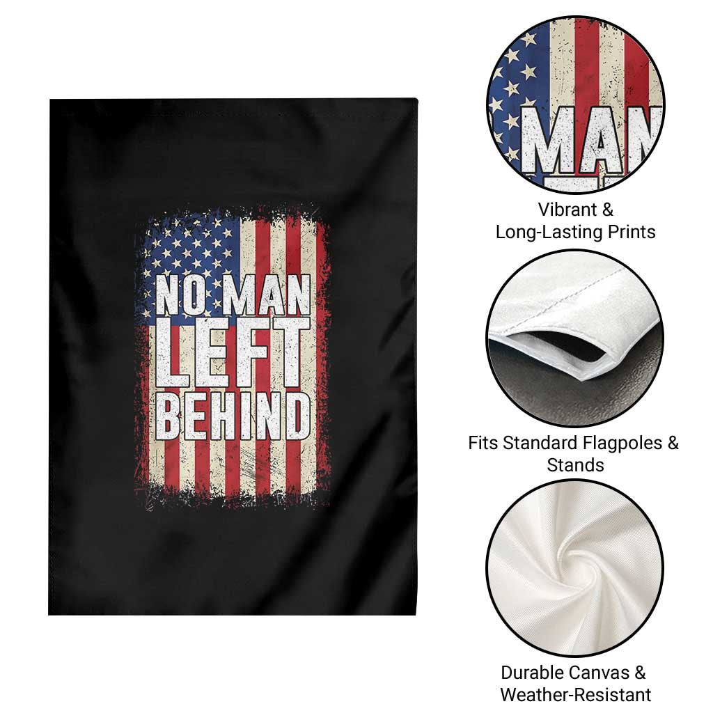 No Man Left Behind Patriotic Garden Flag Distressed American Flag