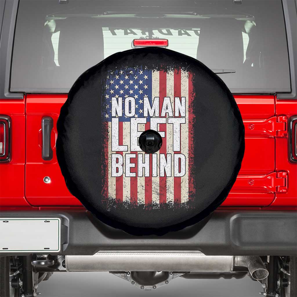 No Man Left Behind Patriotic Spare Tire Cover Distressed American Flag