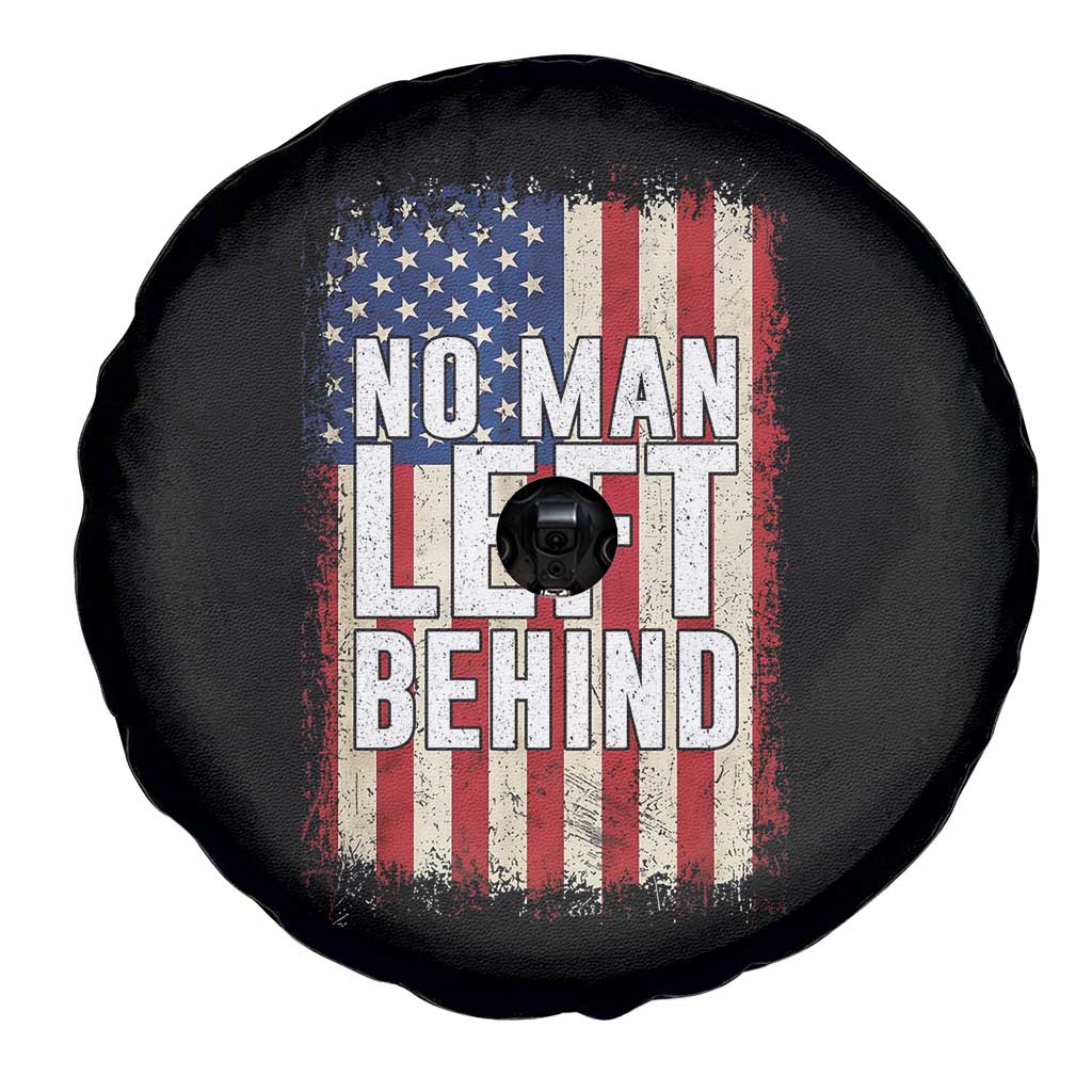 No Man Left Behind Patriotic Spare Tire Cover Distressed American Flag