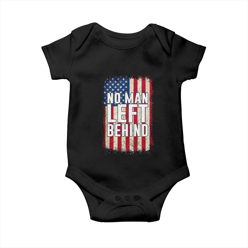 No Man Left Behind Patriotic Baby Onesie Distressed American Flag