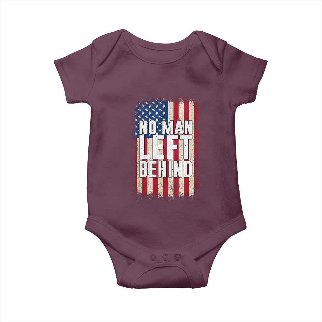 No Man Left Behind Patriotic Baby Onesie Distressed American Flag