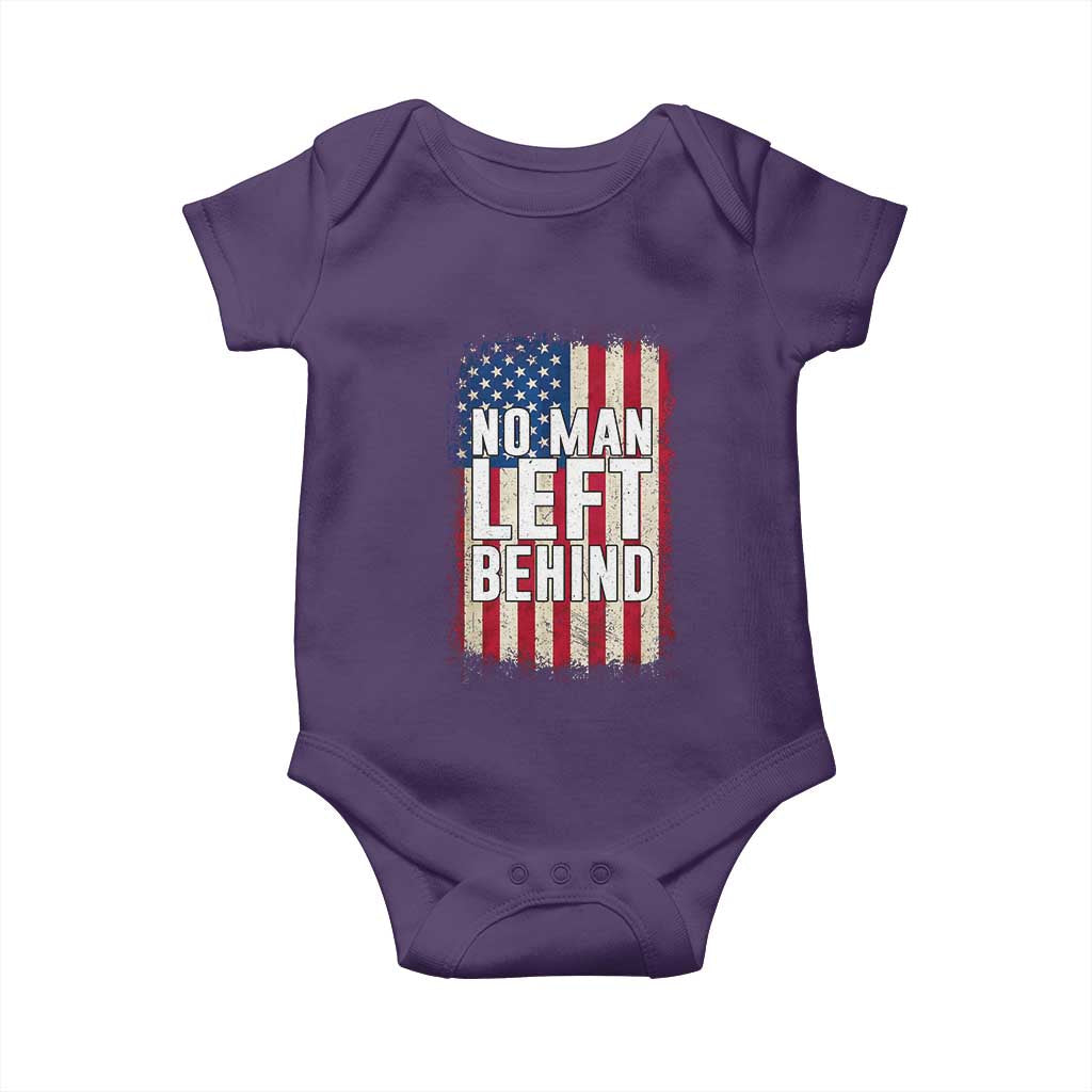 No Man Left Behind Patriotic Baby Onesie Distressed American Flag