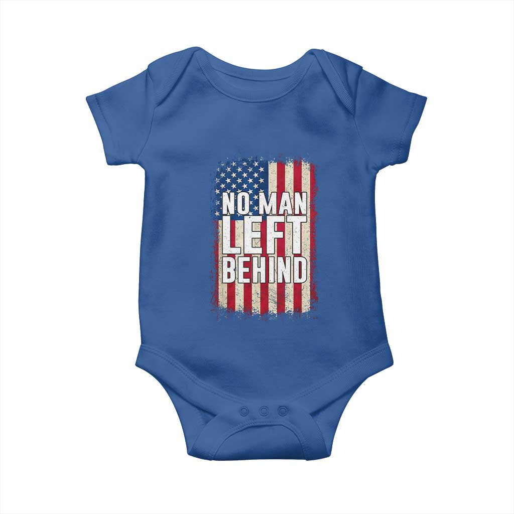 No Man Left Behind Patriotic Baby Onesie Distressed American Flag