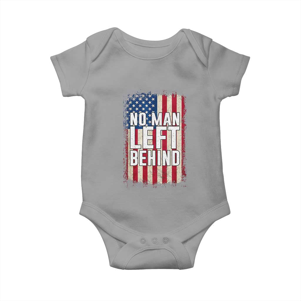 No Man Left Behind Patriotic Baby Onesie Distressed American Flag