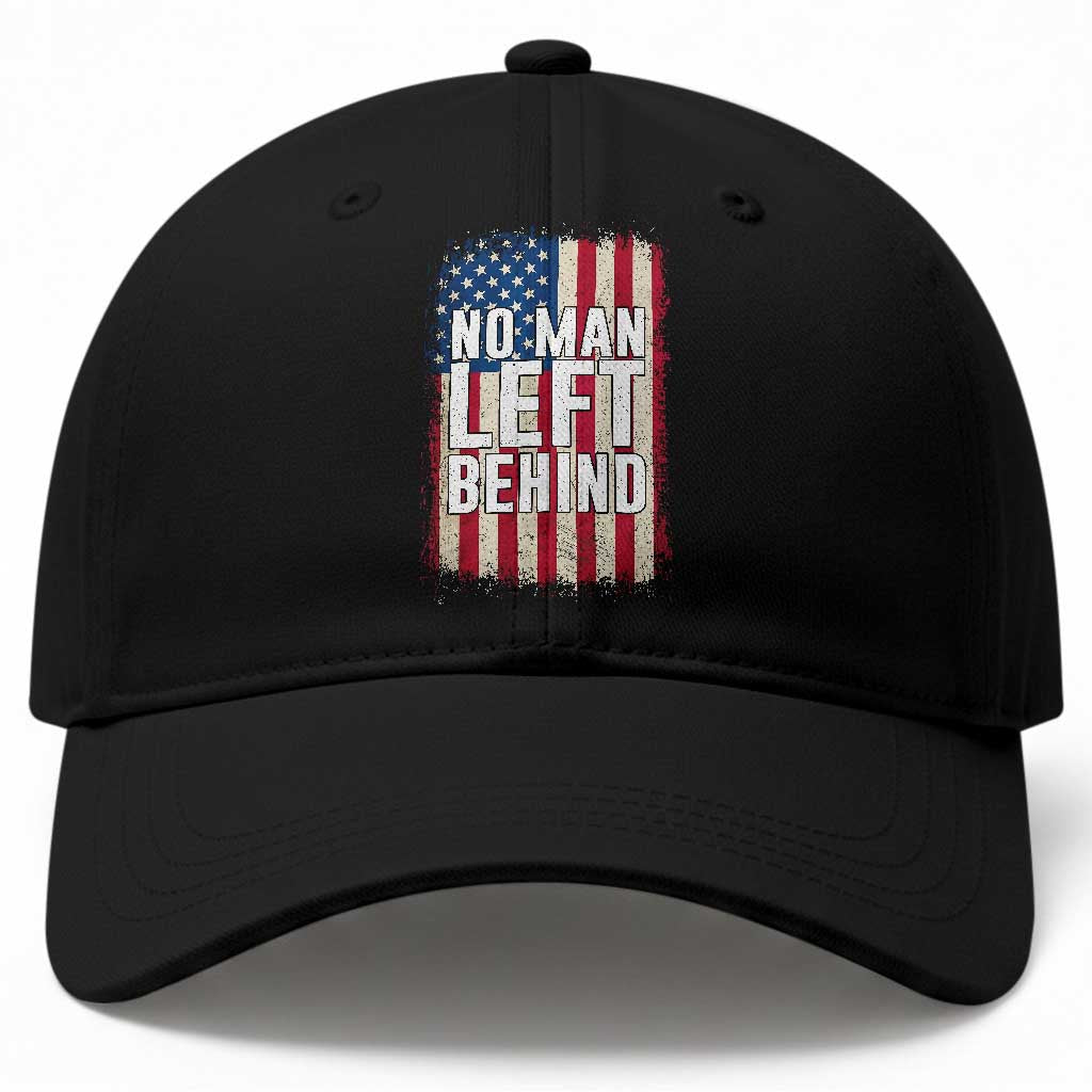 No Man Left Behind Patriotic Baseball Cap Distressed American Flag