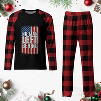 No Man Left Behind Patriotic Plaid Pajama Set Distressed American Flag